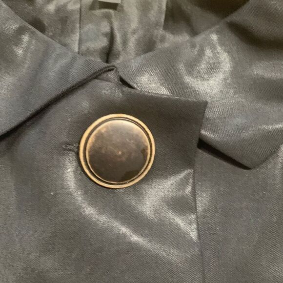 Rozae Nichols Bolero Jacket Cropped Retro Style Shiny Black Exaggerated Collar - Picture 9 of 12